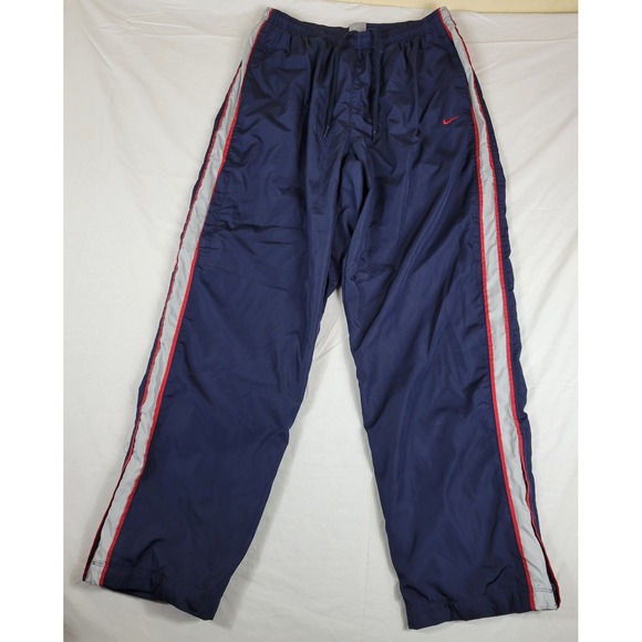 Nike Other - Nike Vintage Track Pants Navy Blue Red White Side Stripe Mens XL H30408PAS Lined